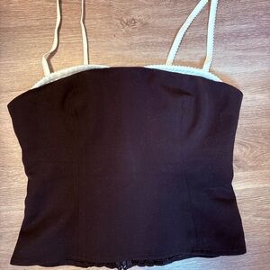 OAK + FORT Black Camisole with Cream Accents